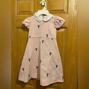 Charming Pink Kids Dress with White Collar